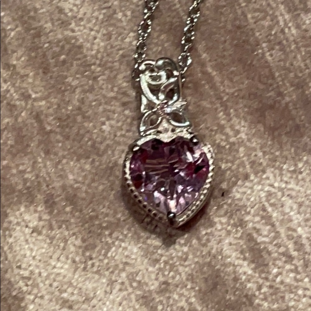 Heart Pendant Sterling Silver Pink Rose D France Amethyst NWTS